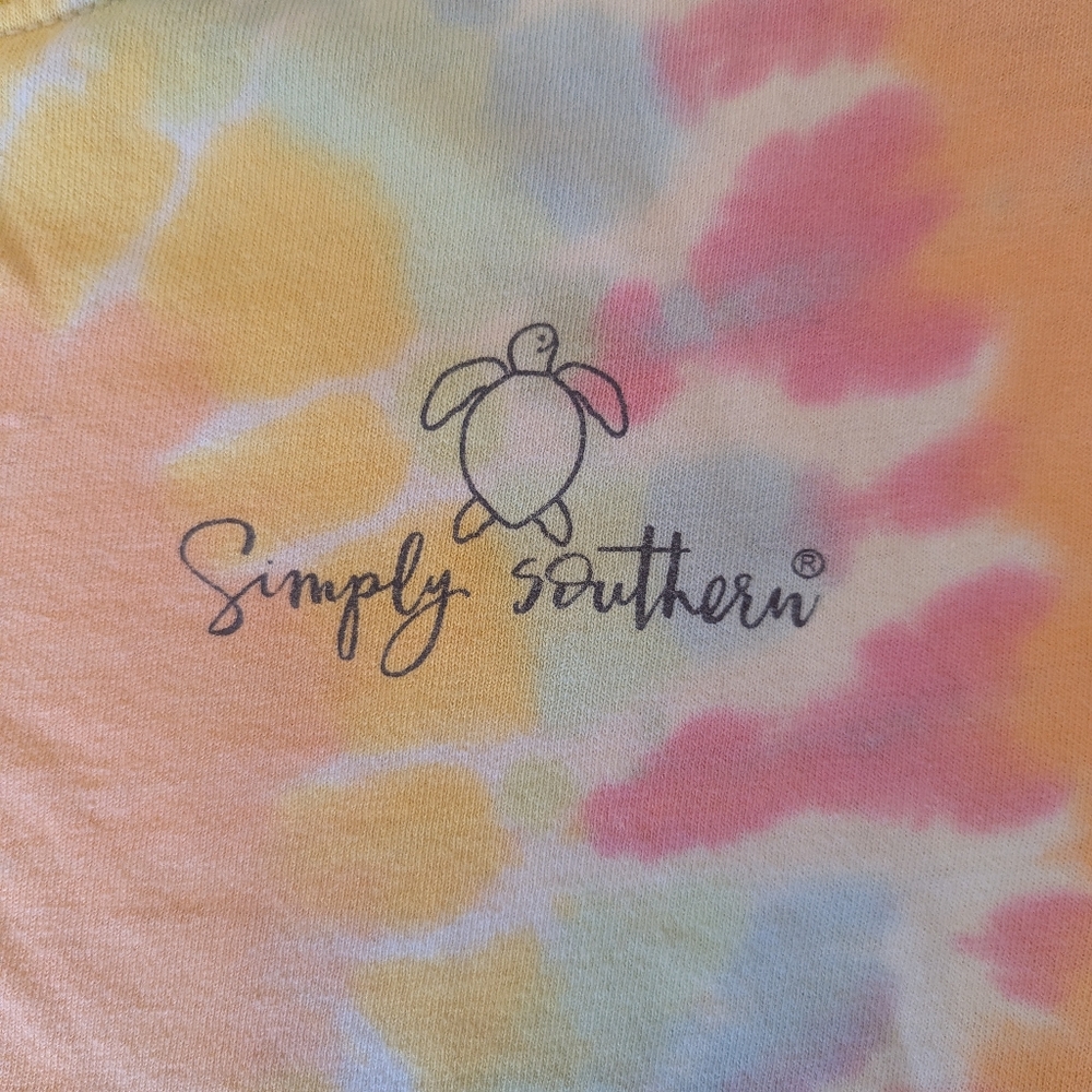 EUC Simply Southern youth small save the turtles washed logo tie dye tee